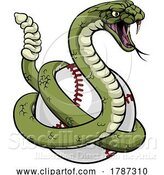 Vector Illustration of Rattlesnake Baseball Ball Animal Sport Team Mascot by AtStockIllustration