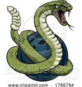 Vector Illustration of Rattlesnake Bowling Ball Animal Sports Team Mascot by AtStockIllustration
