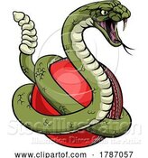 Vector Illustration of Rattlesnake Cricket Ball Animal Sports Team Mascot by AtStockIllustration
