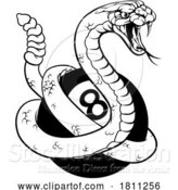 Vector Illustration of Rattlesnake Snake Pool 8 Ball Billiards Mascot by AtStockIllustration