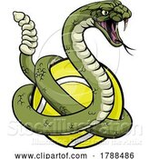 Vector Illustration of Rattlesnake Tennis Ball Animal Sports Team Mascot by AtStockIllustration