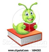 Vector Illustration of Reading Bookworm Worm Caterpillar on Book by AtStockIllustration