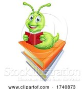 Vector Illustration of Reading Caterpillar Bookworm Worm on Books by AtStockIllustration