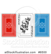 Vector Illustration of Red and Blue and Joker Playing Cards by AtStockIllustration