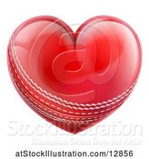 Vector Illustration of Red Heart Shaped Cricket Ball by AtStockIllustration