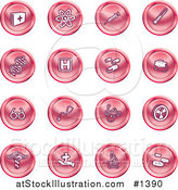 Vector Illustration of Red Icons: Medicine, Science, and Biology by AtStockIllustration