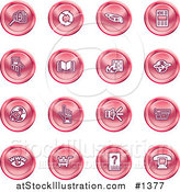 Vector Illustration of Red Icons: Security Symbols on a White Background by AtStockIllustration