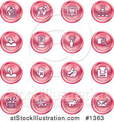 Vector Illustration of Red Icons: Www, Connectivity, Networking, Upload, Downloads, Computers, Messenger, Printing, Clapperboard and Email by AtStockIllustration