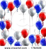 Vector Illustration of Red White and Blue Balloons Border Frame by AtStockIllustration