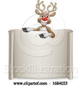 Vector Illustration of Reindeer Christmas Scroll Sign by AtStockIllustration