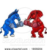 Vector Illustration of Republican Democrat Elephant Donkey Election by AtStockIllustration