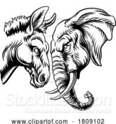 Vector Illustration of Republican Democrat Elephant Donkey Election by AtStockIllustration