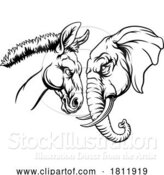 Vector Illustration of Republican Democrat Elephant Donkey Election by AtStockIllustration