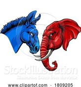 Vector Illustration of Republican Democrat Elephant Donkey Party Politics by AtStockIllustration