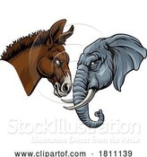 Vector Illustration of Republican Democrat Elephant Donkey Party Politics by AtStockIllustration