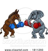 Vector Illustration of Republican Democrat Elephant Donkey Party Politics by AtStockIllustration