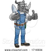 Vector Illustration of Rhino Bricklayer Builder Holding Trowel Tool by AtStockIllustration