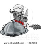 Vector Illustration of Rhino Chef Mascot Sign Character by AtStockIllustration