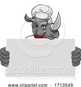 Vector Illustration of Rhino Chef Restaurant Mascot Sign by AtStockIllustration