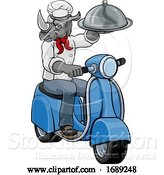 Vector Illustration of Rhino Chef Scooter Mascot Character by AtStockIllustration