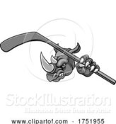 Vector Illustration of Rhino Ice Hockey Player Animal Sports Mascot by AtStockIllustration