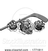 Vector Illustration of Rhino Ice Hockey Player Animal Sports Mascot by AtStockIllustration