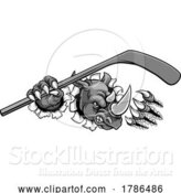 Vector Illustration of Rhino Ice Hockey Player Animal Sports Mascot by AtStockIllustration