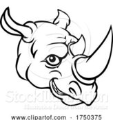 Vector Illustration of Rhino Mascot Cute Happy Character by AtStockIllustration