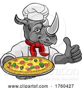 Vector Illustration of Rhino Pizza Chef Restaurant Mascot Sign by AtStockIllustration