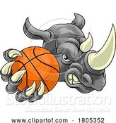 Vector Illustration of Rhino Rhinoceros Basketball Sports Mascot by AtStockIllustration