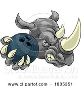 Vector Illustration of Rhino Rhinoceros Bowling Sports Mascot by AtStockIllustration