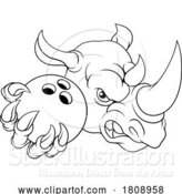 Vector Illustration of Rhino Rhinoceros Bowling Sports Mascot by AtStockIllustration