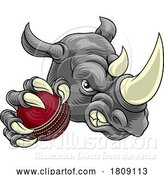 Vector Illustration of Rhino Rhinoceros Cricket Sports Mascot by AtStockIllustration