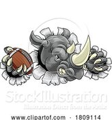 Vector Illustration of Rhino Rhinoceros Football Sports Mascot by AtStockIllustration