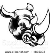 Vector Illustration of Rhino Rhinoceros Mean Angry Sports Mascot by AtStockIllustration