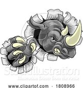 Vector Illustration of Rhino Rhinoceros Mean Angry Sports Mascot by AtStockIllustration