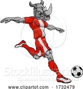 Vector Illustration of Rhino Soccer Football Player Animal Sports Mascot by AtStockIllustration