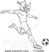 Vector Illustration of Rhino Soccer Football Player Animal Sports Mascot by AtStockIllustration