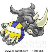 Vector Illustration of Rhino Volleyball Volley Ball Claw Animal Mascot by AtStockIllustration