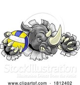 Vector Illustration of Rhino Volleyball Volley Ball Claw Animal Mascot by AtStockIllustration