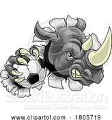Vector Illustration of Rhinoceros Soccer Mascot by AtStockIllustration