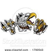 Vector Illustration of Ripping Tearing Bald Eagle Hawk Head Claw Talons by AtStockIllustration