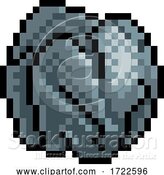 Vector Illustration of Rock Stone Boulder Pixel Art Eight Bit Game Icon by AtStockIllustration