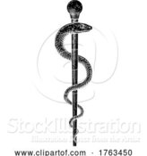 Vector Illustration of Rod of Asclepius Vintage Medical Snake Symbol by AtStockIllustration