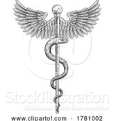 Vector Illustration of Rod of Asclepius Vintage Medical Snake Symbol by AtStockIllustration