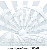 Vector Illustration of Rolling Hills Sun Rays Field Background by AtStockIllustration