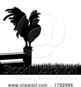 Vector Illustration of Rooster Chicken Crowing Silhouette Illustration by AtStockIllustration
