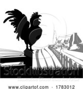 Vector Illustration of Rooster Farm Field Landscape by AtStockIllustration