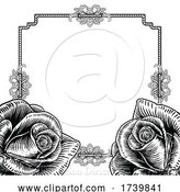Vector Illustration of Roses Flowers Wedding Invite Background Frame by AtStockIllustration