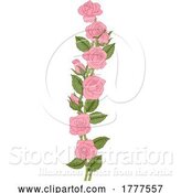 Vector Illustration of Roses Rose Flowers Design in Vintage Woodcut Style by AtStockIllustration